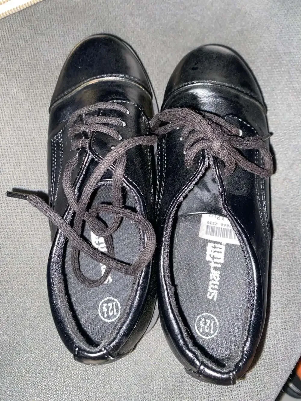 Smartfit Boys Black Cap Toe Lace-Up Dress Shoes Size 12.5
